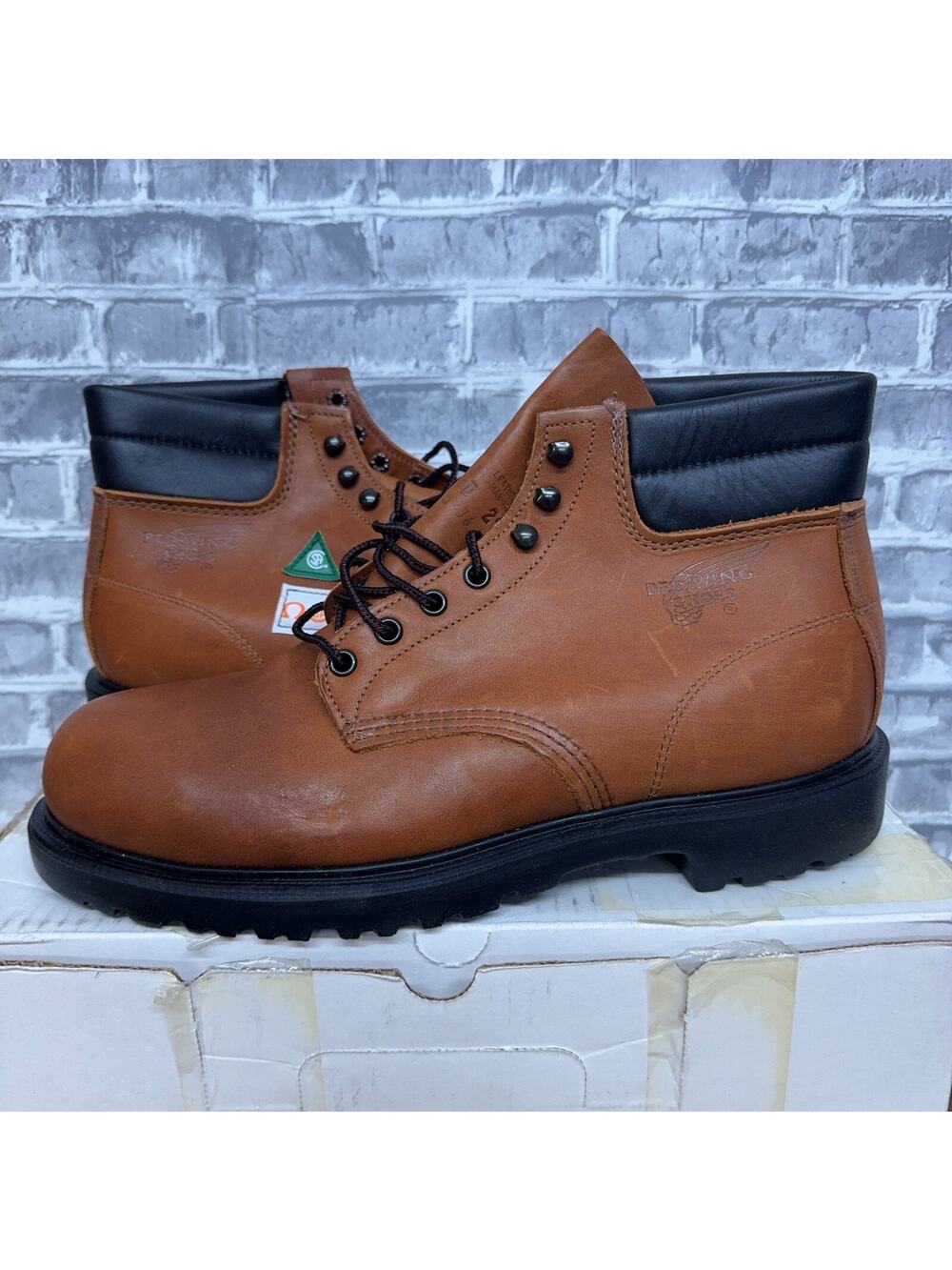 Red Wing Boots 8236 Brown Leather Safety Steel Toe Mens Size 11 D New Vintage